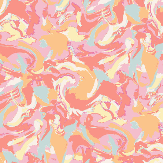 P-2743-754-PINK-CORAL - PRINTED POLY MOROCCAN 100% POLY