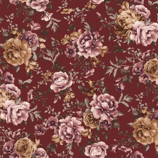 P-2752-504-MARSALA-ROSE-GOLD - PRINTED WOOL DOBBY 100% POLYESTER