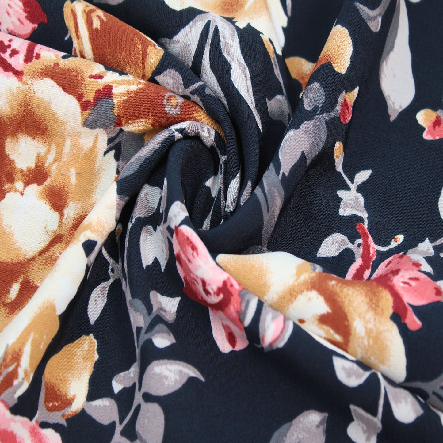 P-2752-754-PARISIAN-NAVY-CARAMEL - PRINTED POLY MOROCCAN 100% POLY