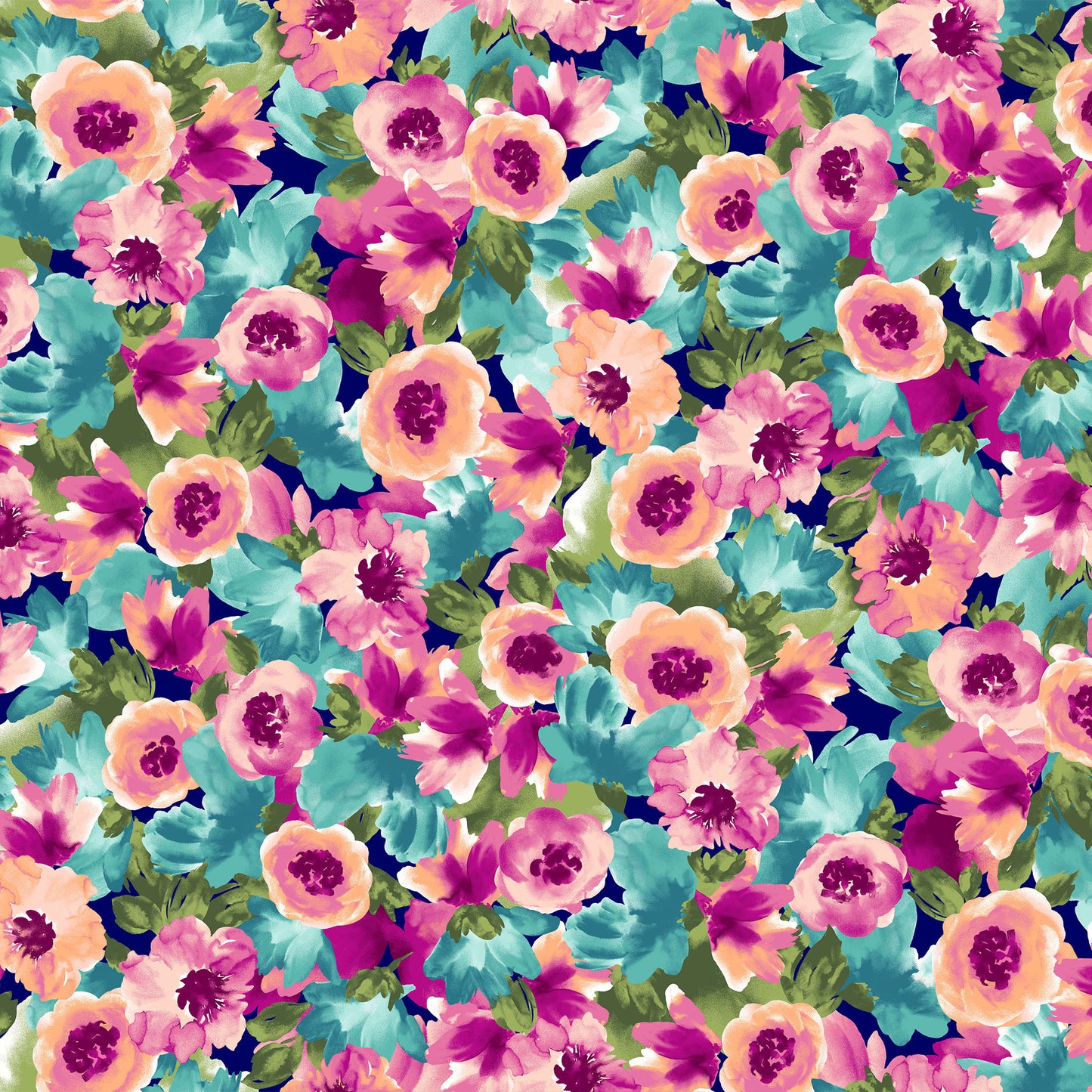 P-2769-450-NAVY-CANTALOUPE - PRINTED ITY 96% POLY 4% SPANDEX