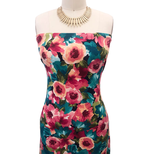 P-2769-450-NAVY-CANTALOUPE - PRINTED ITY 96% POLY 4% SPANDEX