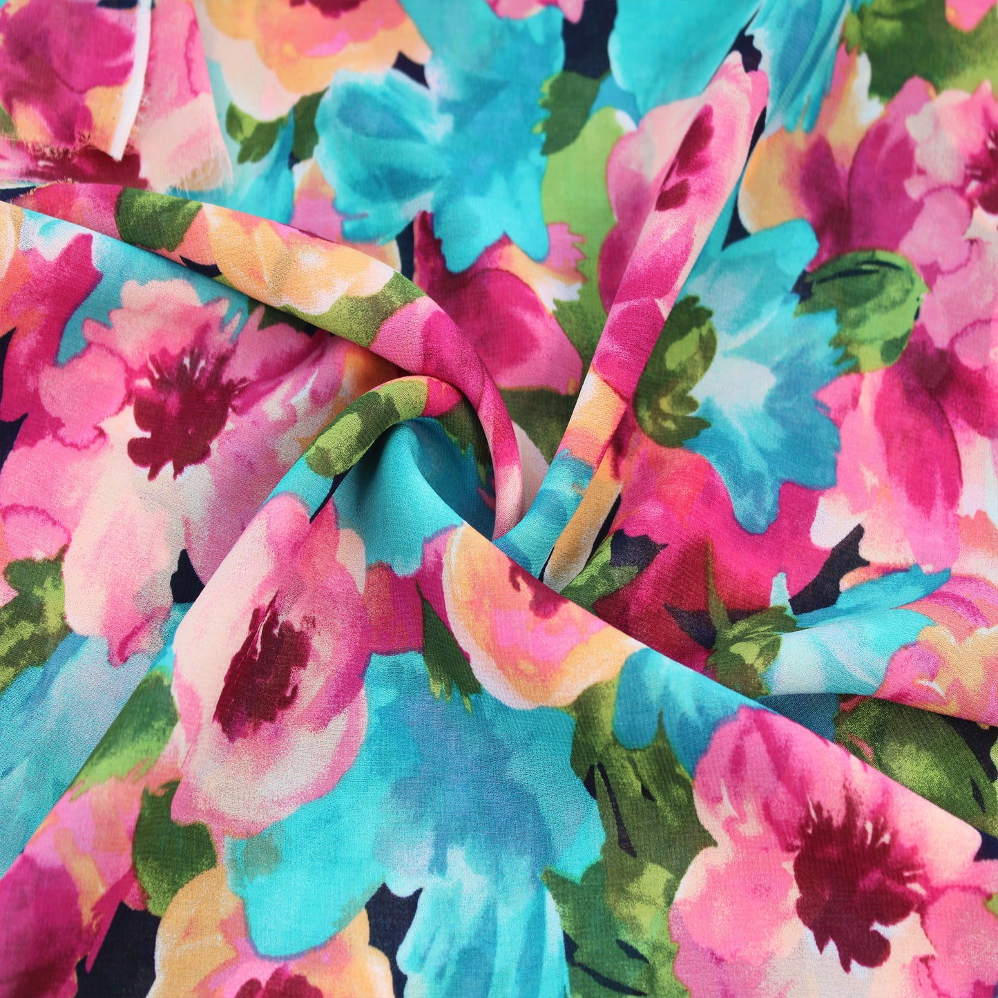 P-2769-501-NAVY-CANTALOUPE - PRINTED 100% POLYESTER HI MULTI CHIFFON WASH