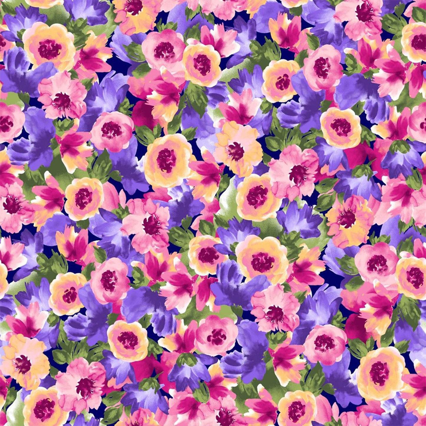 P-2769-504-NAVY-MARIGOLD - PRINTED WOOL DOBBY 100% POLYESTER