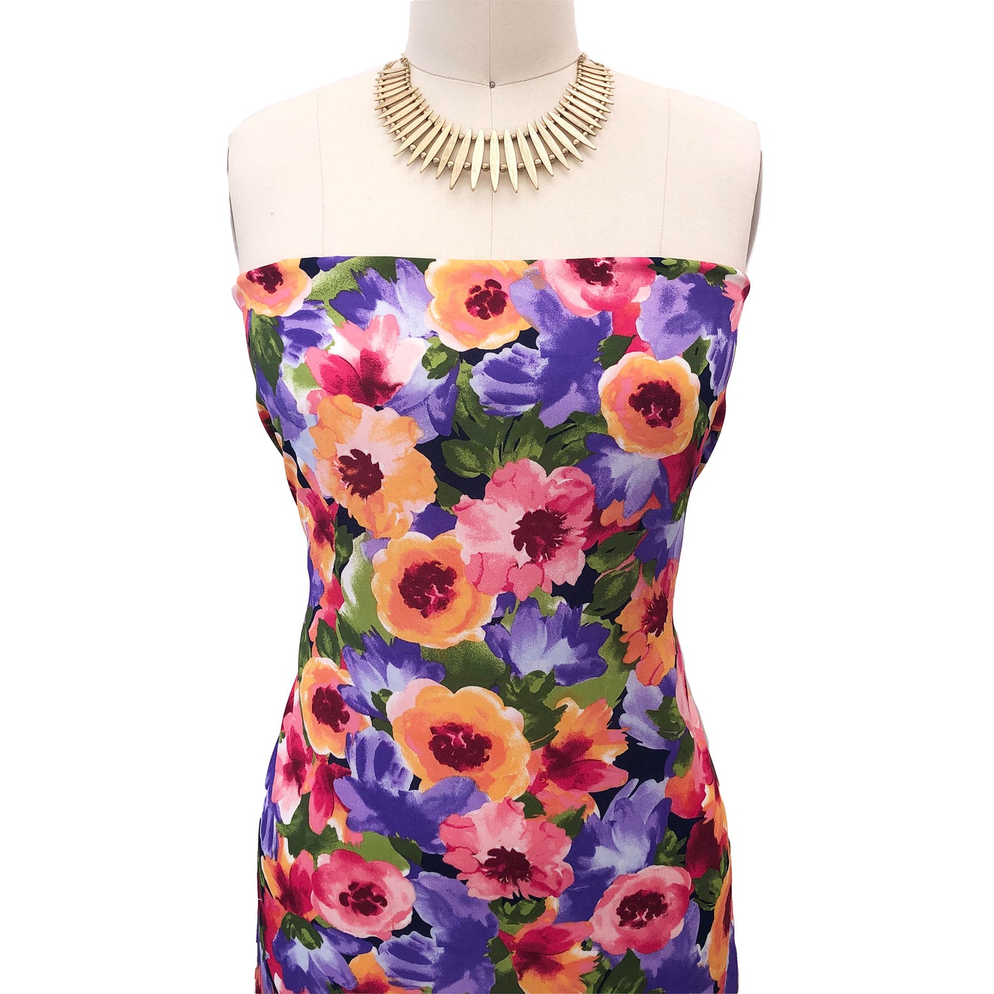 P-2769-504-NAVY-MARIGOLD - PRINTED WOOL DOBBY 100% POLYESTER