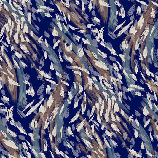 P-2773-754-NAVY-TEAL-BLUE - PRINTED POLY MOROCCAN 100% POLY