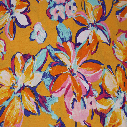 P-2774-754-MANGO-TANGERINE - PRINTED POLY MOROCCAN 100% POLY