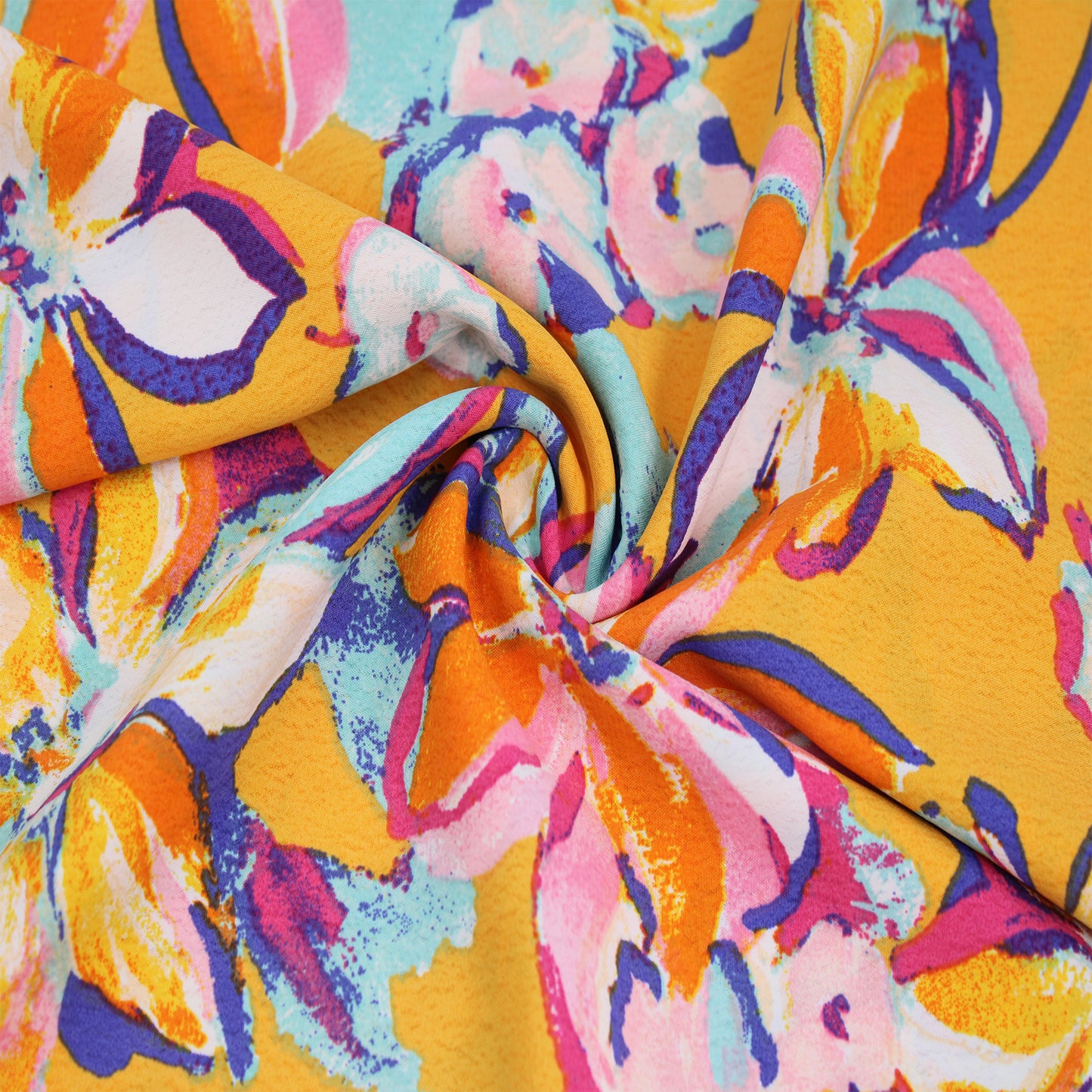 P-2774-754-MANGO-TANGERINE - PRINTED POLY MOROCCAN 100% POLY
