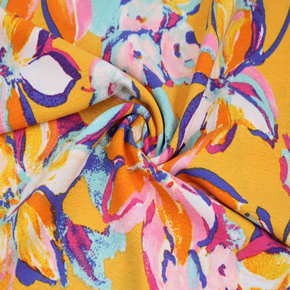 P-2774-754-MANGO-TANGERINE - PRINTED POLY MOROCCAN 100% POLY
