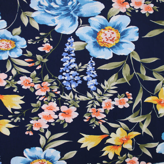P-2776-754-NAVY-BLUE - PRINTED POLY MOROCCAN 100% POLY