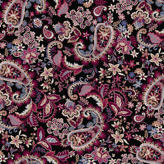 P-2778-754-BLACK-MAUVE - PRINTED POLY MOROCCAN 100% POLY