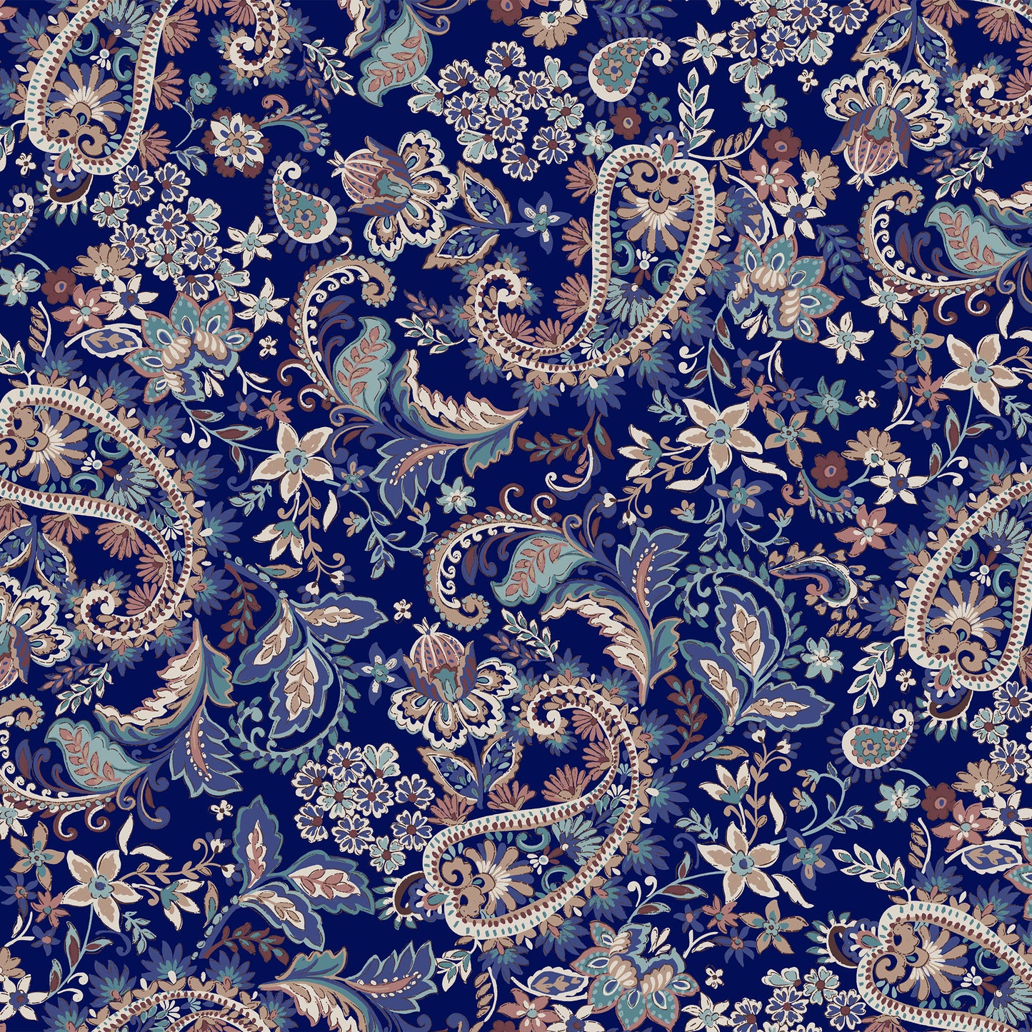 P-2778-754-NAVY-TURQUOISE - PRINTED POLY MOROCCAN 100% POLY