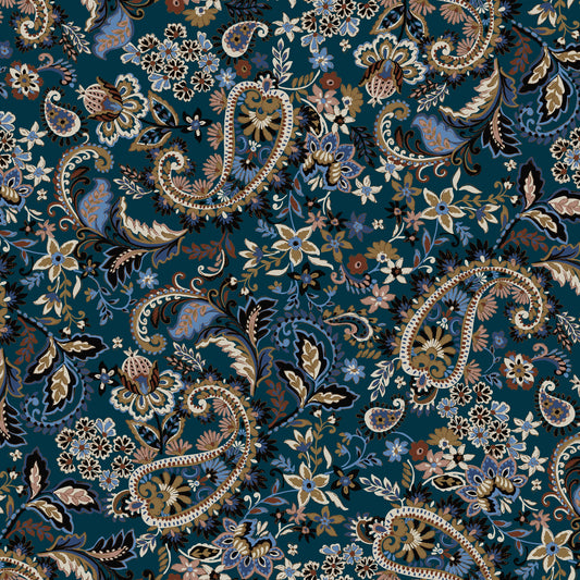 P-2778-800-TEAL-CAMEL - PRINTED VENEZIA 92% POLY 8% SPANDEX