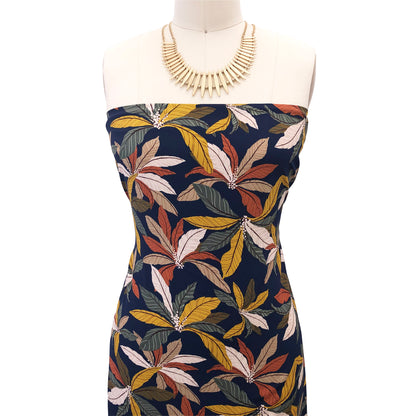 P-2793-754-NAVY-GOLDEN-MUSTARD - PRINTED POLY MOROCCAN 100% POLY