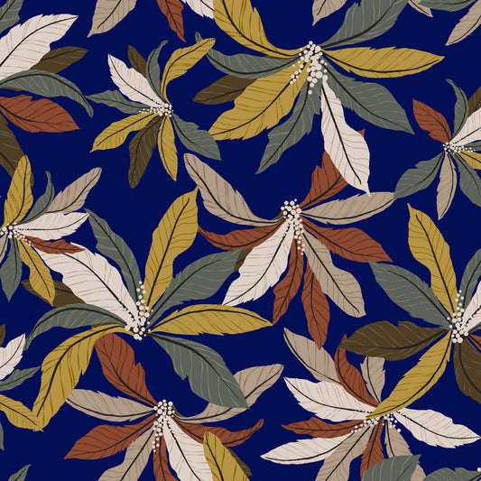 P-2793-754-NAVY-GOLDEN-MUSTARD - PRINTED POLY MOROCCAN 100% POLY