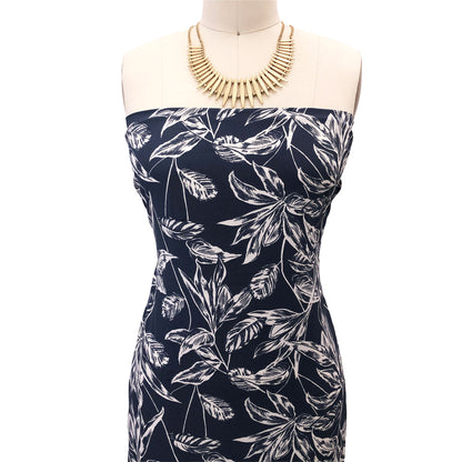 P-2796-754-DENIM-CREAM - PRINTED POLY MOROCCAN 100% POLY