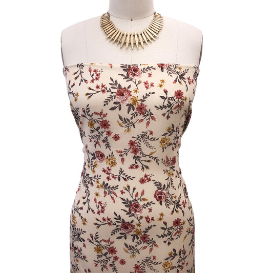 P-2799-504-CREAM-TERRACOTTA - PRINTED WOOL DOBBY 100% POLYESTER