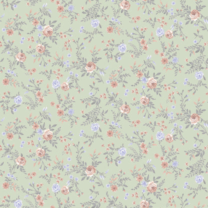 P-2799-504-SEAFOAM-MELLOW-ROSE - PRINTED WOOL DOBBY 100% POLYESTER