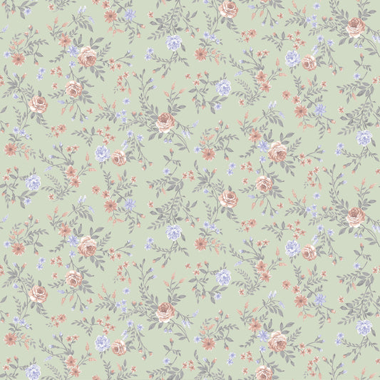 P-2799-504-SEAFOAM-MELLOW-ROSE - PRINTED WOOL DOBBY 100% POLYESTER