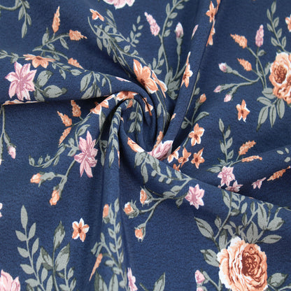 P-2799-754-NAVY-PEACH - PRINTED POLY MOROCCAN 100% POLY