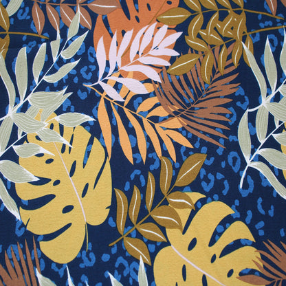 P-2801-754-BLUE-TEAL-MUSTARD - PRINTED POLY MOROCCAN 100% POLY