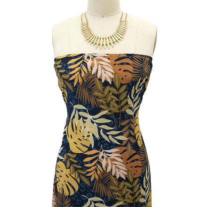 P-2801-754-BLUE-TEAL-MUSTARD - PRINTED POLY MOROCCAN 100% POLY