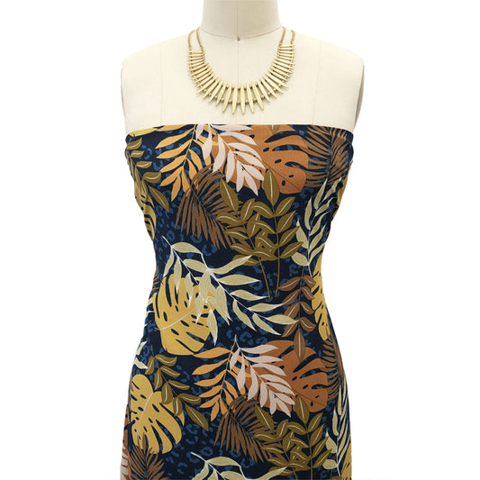 P-2801-754-BLUE-TEAL-MUSTARD - PRINTED POLY MOROCCAN 100% POLY