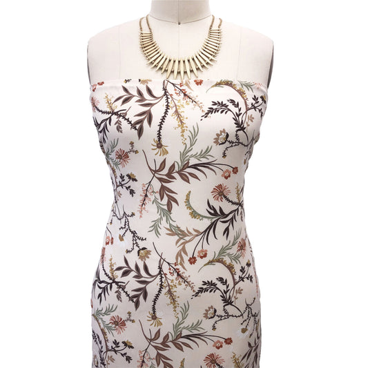 P-2806-754-CREAM-MOCHA - PRINTED POLY MOROCCAN 100% POLY