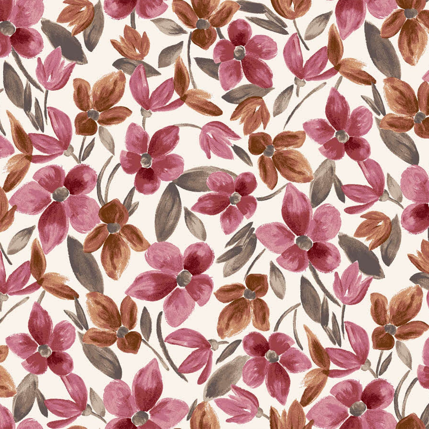 P-2817-754-ECRU-LIPSTICK-PINK - PRINTED POLY MOROCCAN 100% POLY