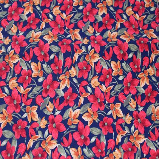 P-2817-754-NAVY-RED - PRINTED POLY MOROCCAN 100% POLY