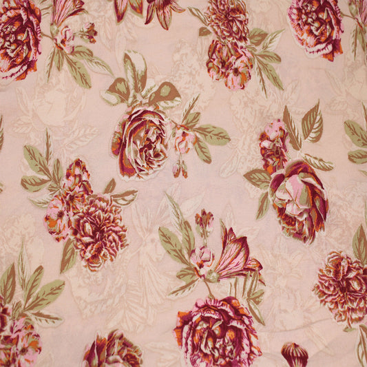 P-2818-504-TAUPE-PINK - PRINTED WOOL DOBBY 100% POLYESTER