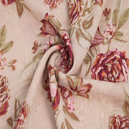 P-2818-504-TAUPE-PINK - PRINTED WOOL DOBBY 100% POLYESTER
