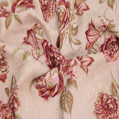 P-2818-504-TAUPE-PINK - PRINTED WOOL DOBBY 100% POLYESTER