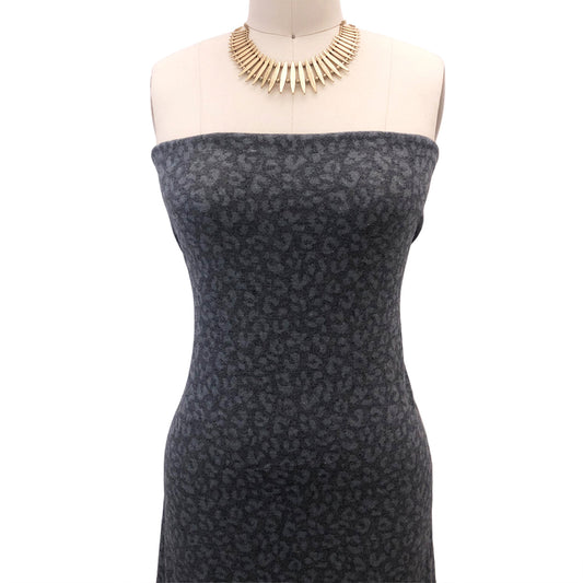 P-2829-495-HC-CHARCOAL-GREY - PRINTED HACCI BRUSHED 79% POLY 18% RAYON 3% SPANDEX