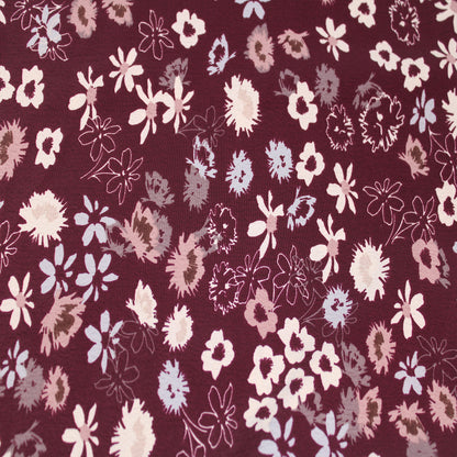 P-2840-754-WINE-PALE-BLUE - PRINTED POLY MOROCCAN 100% POLY