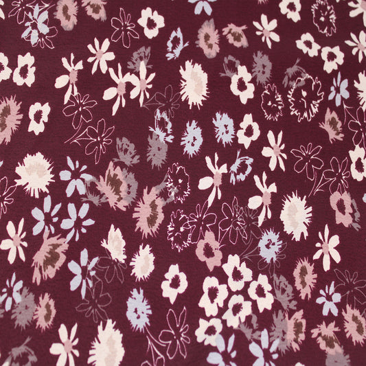 P-2840-754-WINE-PALE-BLUE - PRINTED POLY MOROCCAN 100% POLY