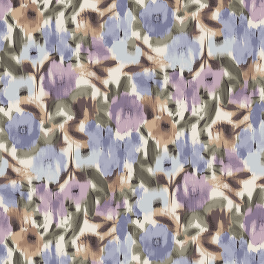 P-2842-501-CREAM-DUSTY-LILAC - PRINTED 100% POLYESTER HI MULTI CHIFFON WASH