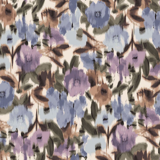 P-2842-754-CREAM-DUSTY-LILAC - PRINTED POLY MOROCCAN 100% POLY