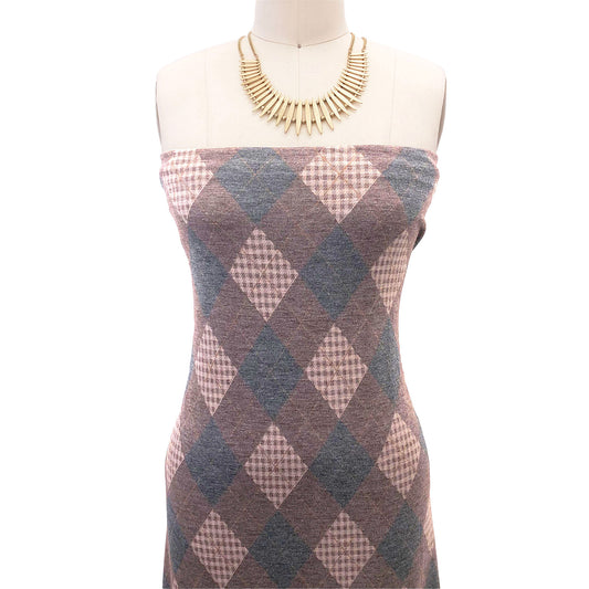 P-2851-506-CHESTNUT-BLACK - PRINTED FRENCH TERRY 63%POLY  33%RAYON  4% SPANDEX