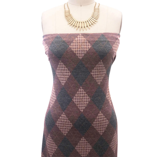 P-2851-506-WINE-BLACK - PRINTED FRENCH TERRY 63%POLY  33%RAYON  4% SPANDEX
