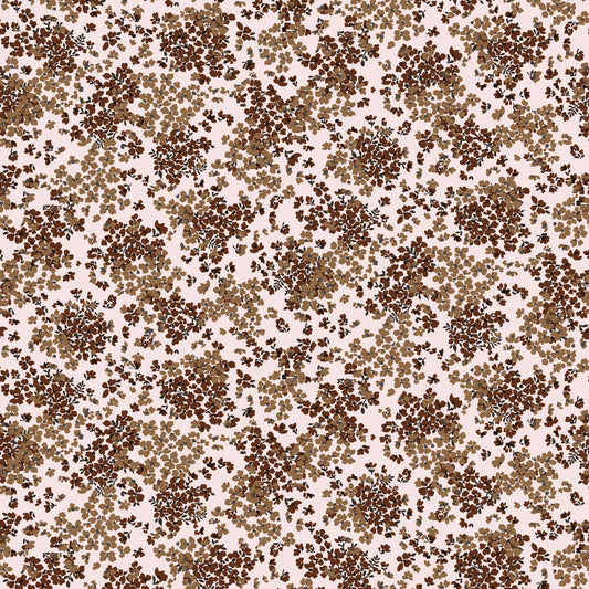 P-2866-636-ECRU-CARAMEL PRINTED CREPON 100% RAYON CREPON