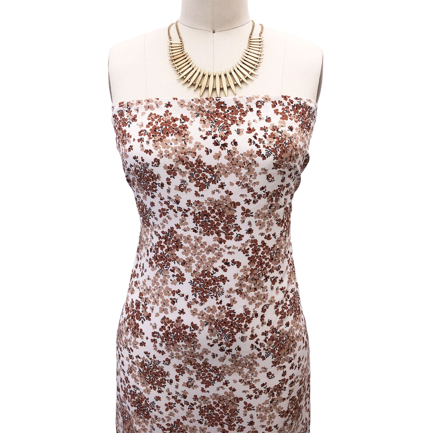 P-2866-754-ECRU-CARAMEL - PRINTED POLY MOROCCAN 100% POLY