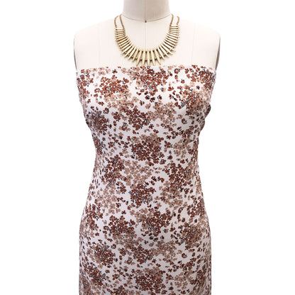 P-2866-754-ECRU-CARAMEL - PRINTED POLY MOROCCAN 100% POLY