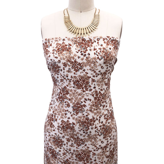 P-2866-754-ECRU-CARAMEL - PRINTED POLY MOROCCAN 100% POLY