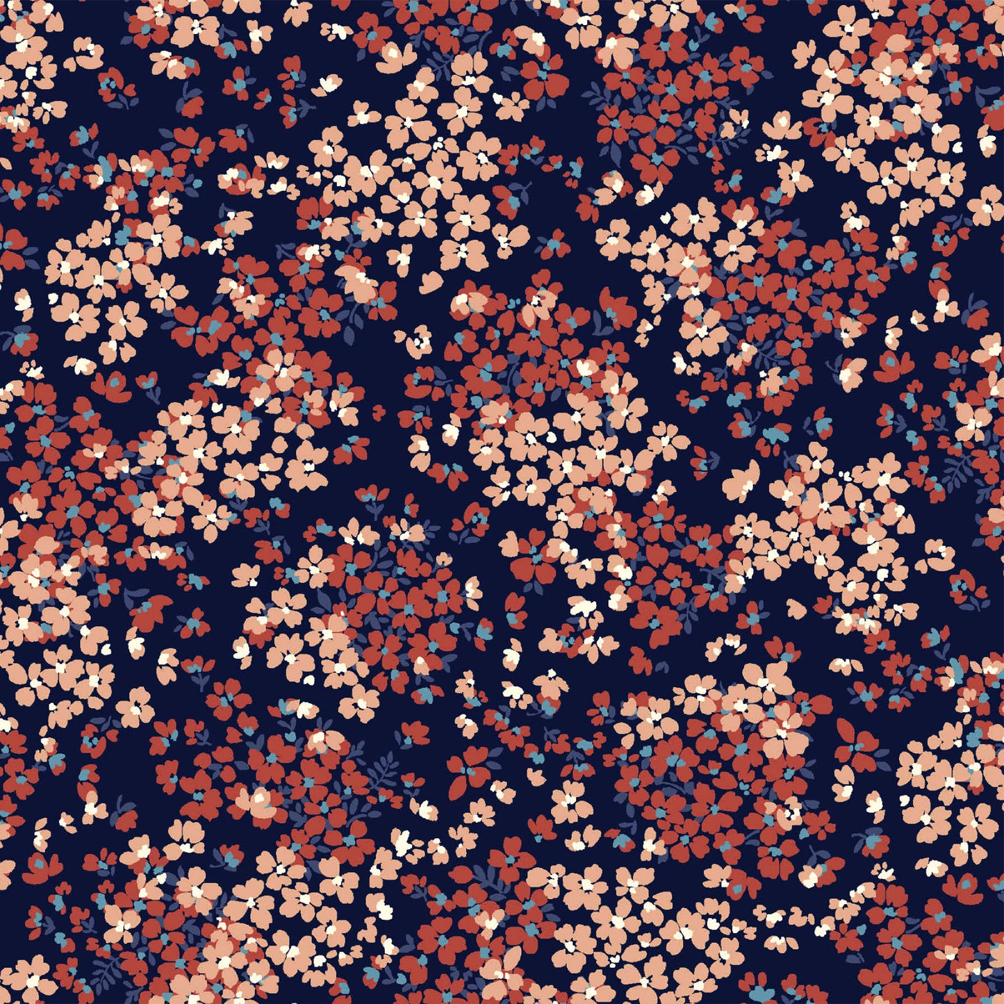 P-2866-754-NAVY-BURNT-ORANGE - PRINTED POLY MOROCCAN 100% POLY