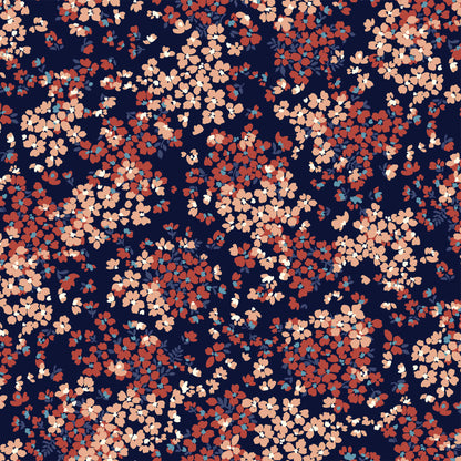 P-2866-754-NAVY-BURNT-ORANGE - PRINTED POLY MOROCCAN 100% POLY