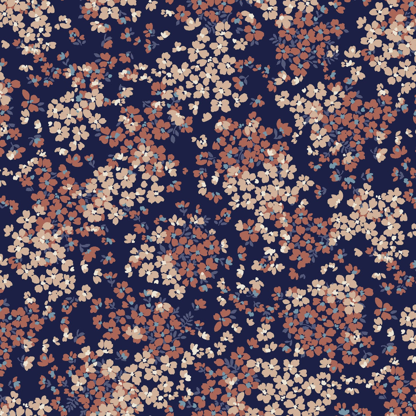 P-2866-800-NAVY-BURNT-ORANGE - PRINTED VENEZIA 92% POLY 8% SPANDEX