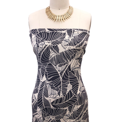 P-2868-636-BEIGE-SLATE-BLUE - PRINTED CREPON 100% RAYON CREPON