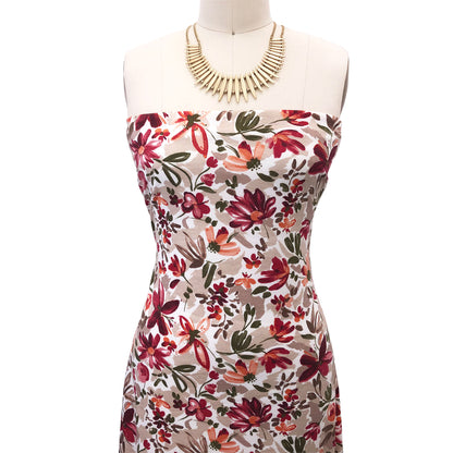 P-2871-506-TAUPE-RASPBERRY-PRINTED FRENCH TERRY 63%POLY  33%RAYON  4% SPANDEX