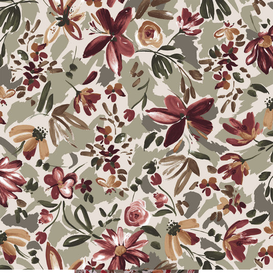 P-2871-636-SAGE-DEEP-CORAL - PRINTED CREPON 100% RAYON CREPON