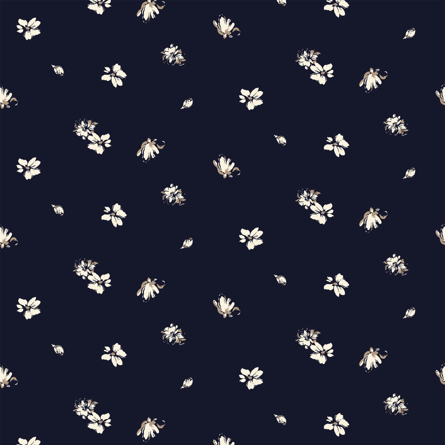 P-2874-754-NAVY-ECRU - PRINTED POLY MOROCCAN 100% POLY